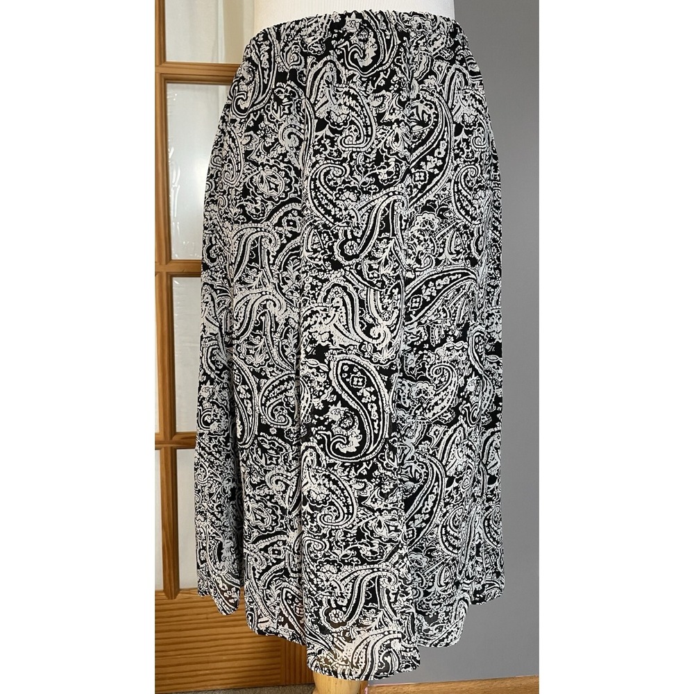 Y2K Notations Paisley Chiffon Skirt Sz S White Black Flowy Romantic Boho Whimsy